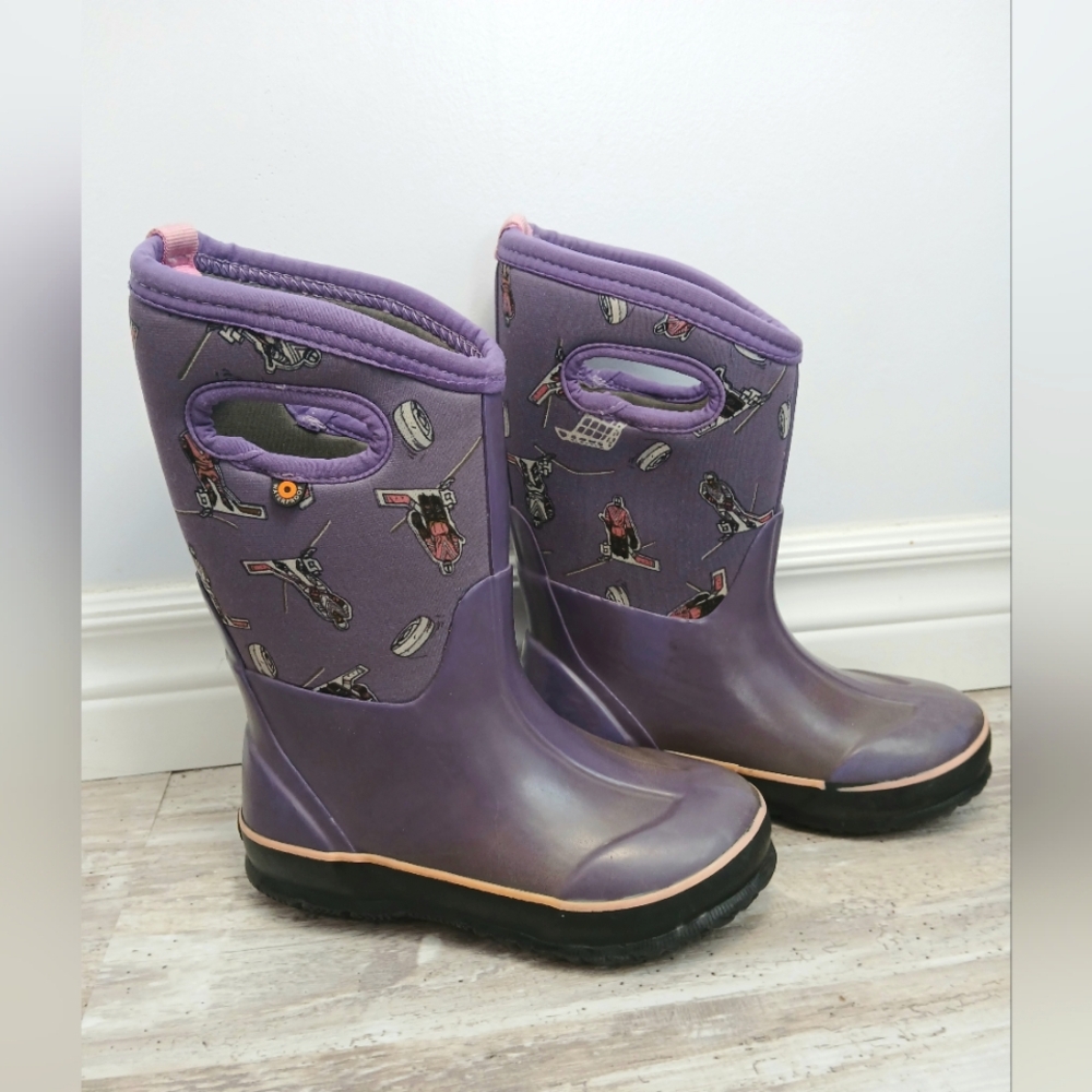 Bogs Kids Purple Rain & Snow Boots with Pink Trim